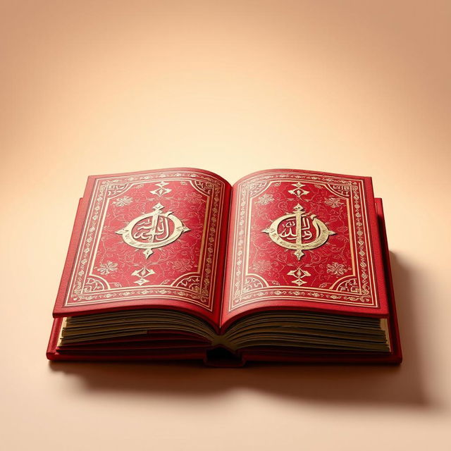 A striking red book adorned with intricate Persian symbols, showcasing the richness of Persian culture