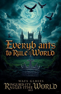 A stunning and intricate movie poster for the film titled 'Everybody Wants to Rule the World' by Lyra Schneider