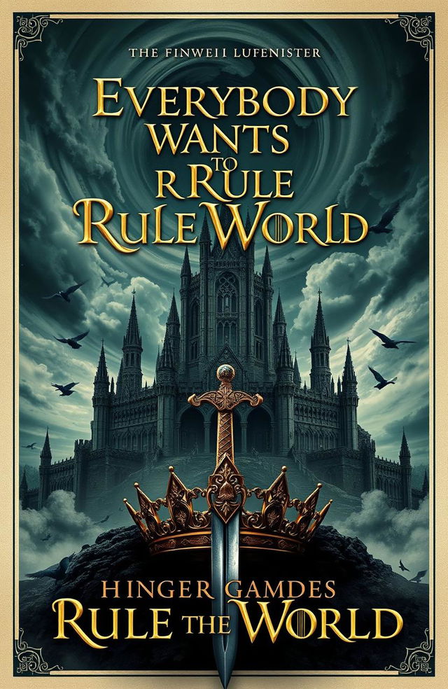 A stunning and intricate movie poster for the film titled 'Everybody Wants to Rule the World' by Lyra Schneider