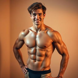 A handsome young man posing confidently in stylish, fitted underwear