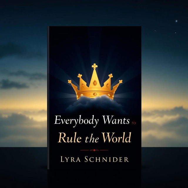 A captivating and minimalistic fantasy book cover for "Everybody Wants to Rule the World" by Lyra Schneider