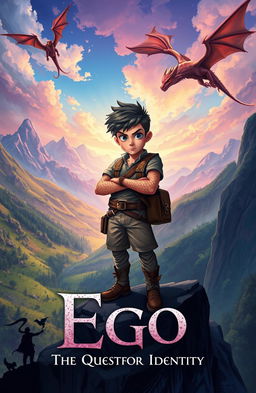 A captivating book cover illustration depicting a young boy named Ego, who possesses mutant dragon blood