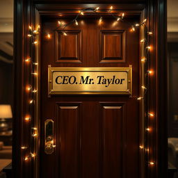 A luxurious office door labeled "CEO Mr