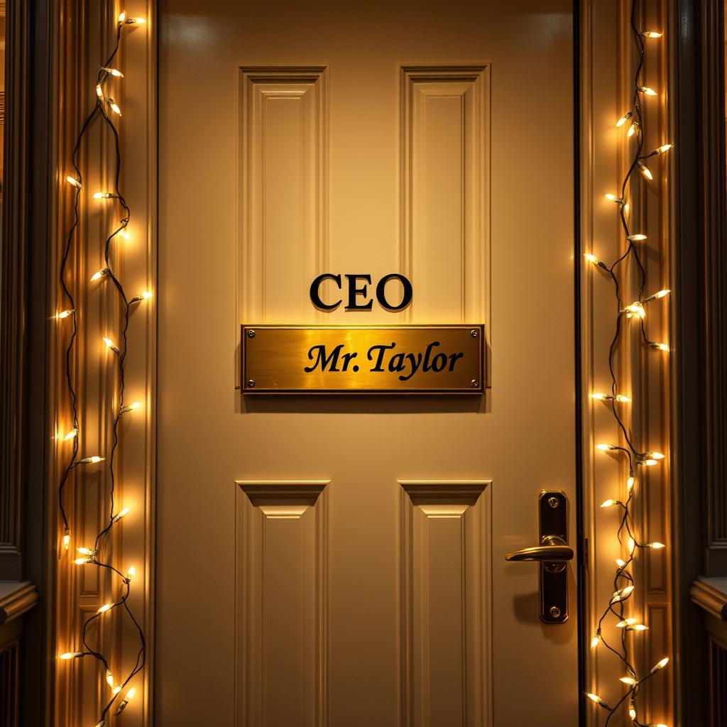 A luxurious office door labeled "CEO Mr