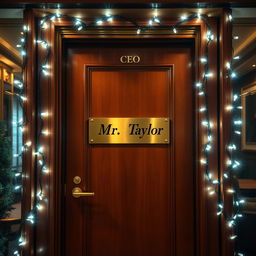 A luxurious office door labeled "CEO Mr