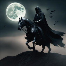 An eerily captivating digital art image, illustrating a Nazgul from the Lord of the Rings universe