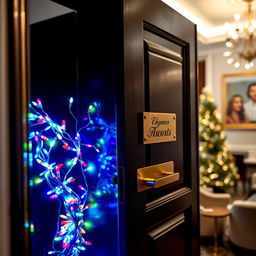 A luxurious office door labeled "Elegance Escorts CEO Mr