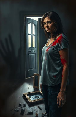 A powerful and emotive artwork that portrays the heartbreaking consequences of domestic violence