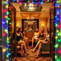 A ritzy office door adorned with an elegant nameplate that reads "Elegance Escorts CEO Mr
