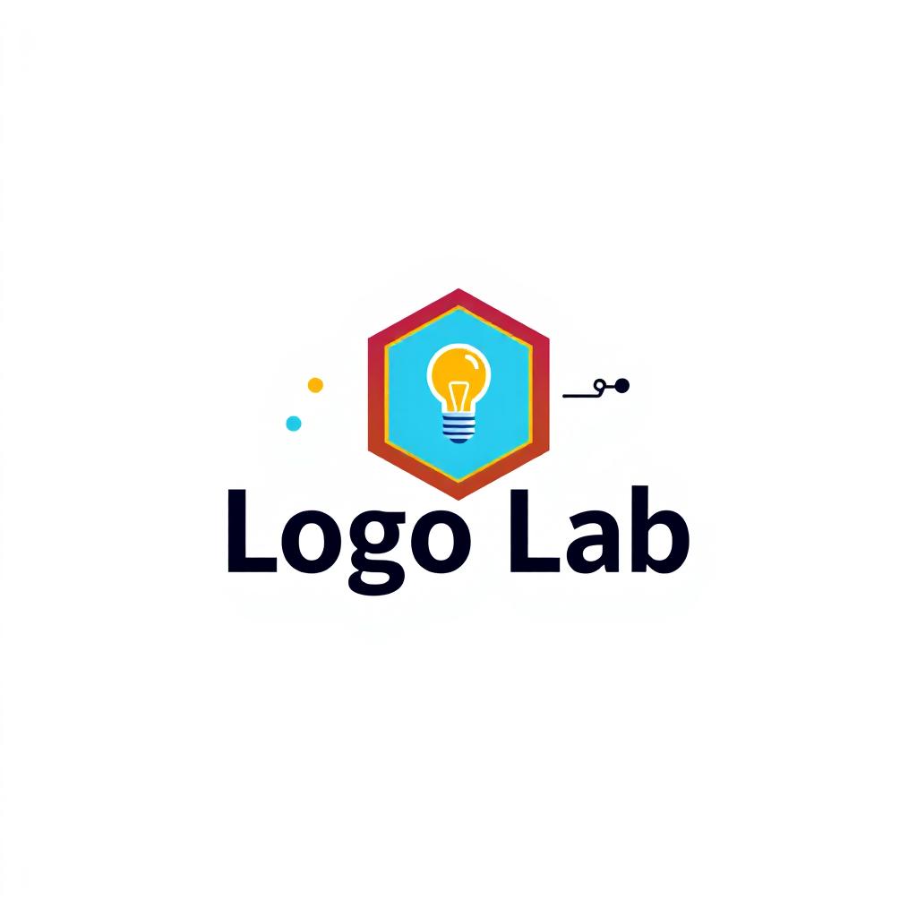 A modern and sleek logo design for a creative lab, featuring geometric shapes and vibrant colors