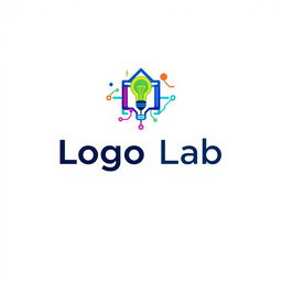 A modern and sleek logo design for a creative lab, featuring geometric shapes and vibrant colors