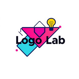 A modern and sleek logo design for a creative lab, featuring geometric shapes and vibrant colors