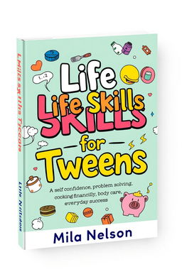 A vibrant and engaging book cover design for 'Life Skills for Tweens' by Mila Nelson