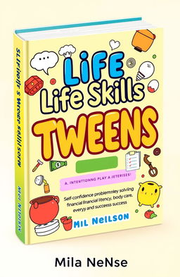 A vibrant and engaging book cover design for 'Life Skills for Tweens' by Mila Nelson