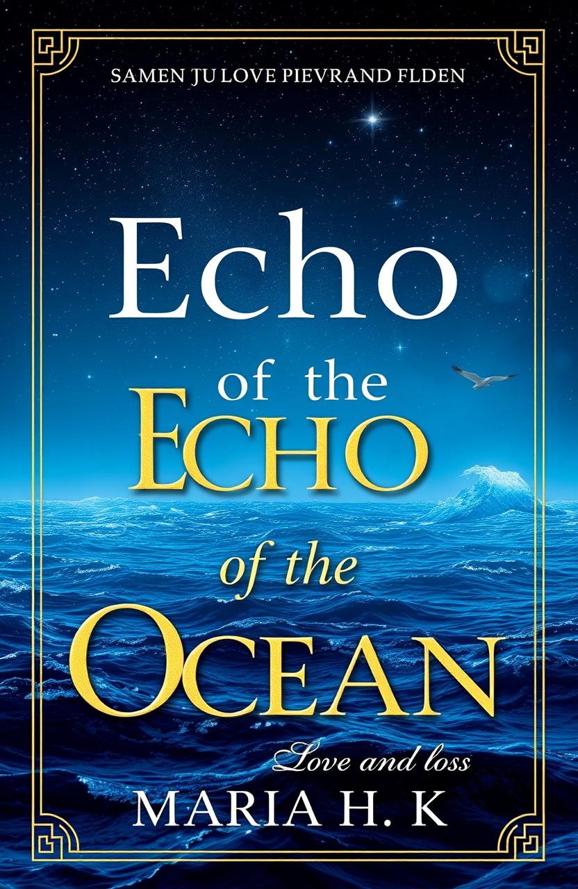 A captivating book cover for 'Echo of the Ocean' by Maria H K, incorporating elements of Greek mythology