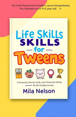 A vibrant and engaging book cover design for 'Life Skills for Tweens' by Mila Nelson