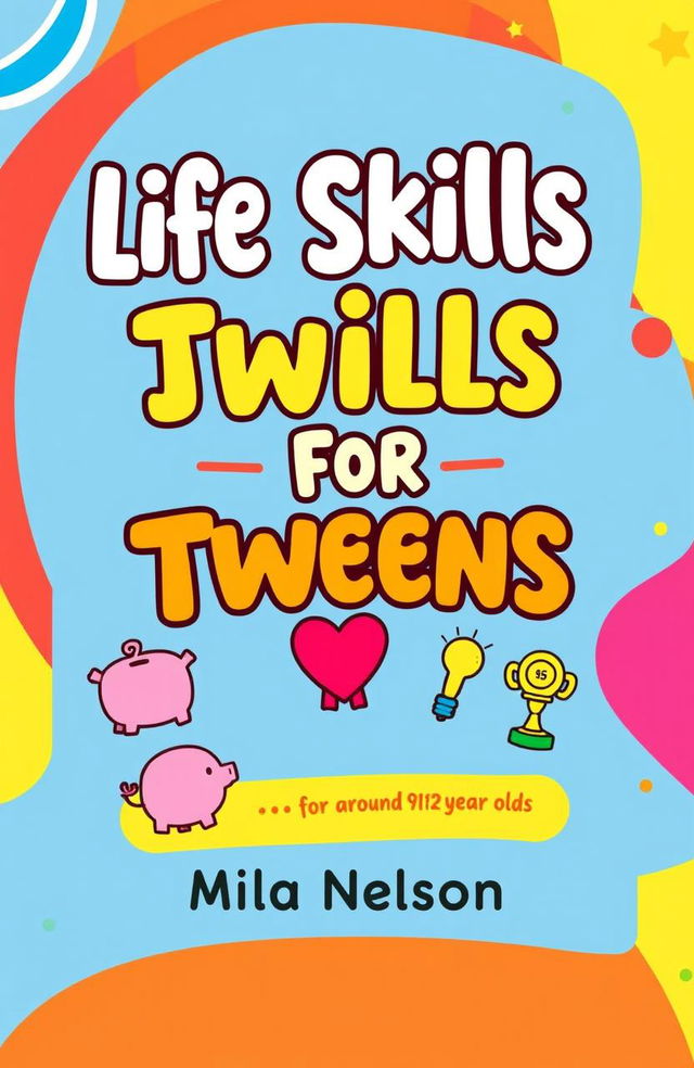 A vibrant and engaging book cover design for 'Life Skills for Tweens' by Mila Nelson