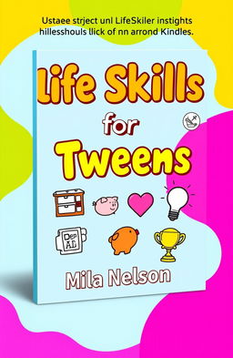 A vibrant and engaging book cover design for 'Life Skills for Tweens' by Mila Nelson