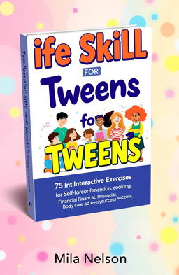 A vibrant and engaging book cover design for a title 'Life Skills for Tweens'