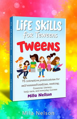 A vibrant and engaging book cover design for a title 'Life Skills for Tweens'