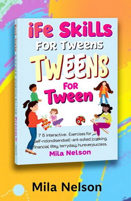 A vibrant and engaging book cover design for a title 'Life Skills for Tweens'