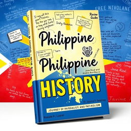 A striking book cover featuring a bold, patriotic design with the vibrant colors of the Philippine flag—red, blue, and yellow—evoking a strong sense of national pride