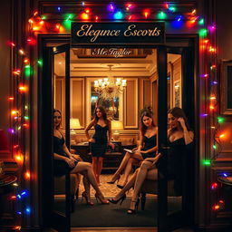 A ritzy office door showcasing an elegant nameplate that reads "Elegance Escorts CEO Mr