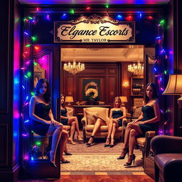 A ritzy office door showcasing an elegant nameplate that reads "Elegance Escorts CEO Mr
