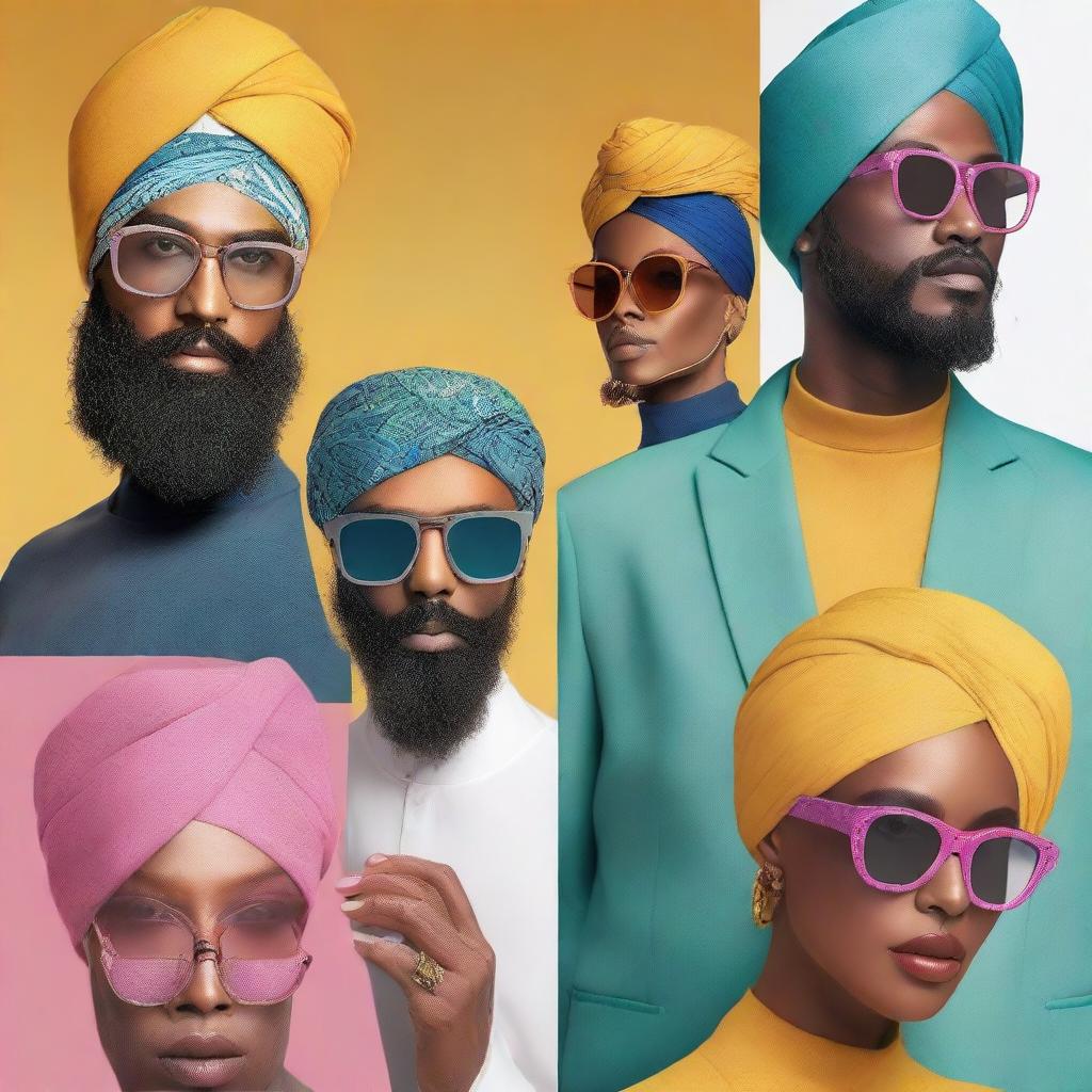 A series of digital art images promoting the turban-friendly eyewear brand X-ite