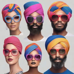 A series of digital art images promoting the turban-friendly eyewear brand X-ite