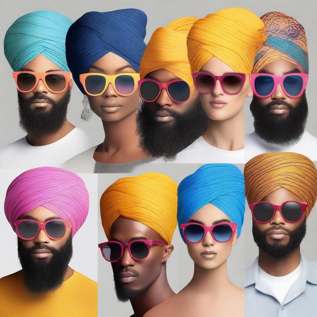 A series of digital art images promoting the turban-friendly eyewear brand X-ite