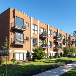 A low-rise middle class apartment building, designed with a modern yet simple aesthetic
