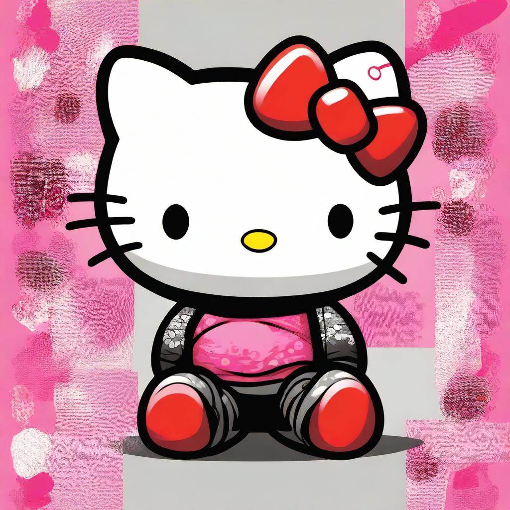 An image of a high-quality digital art piece, featuring the iconic Hello Kitty character with a twist