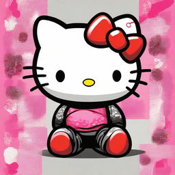 An image of a high-quality digital art piece, featuring the iconic Hello Kitty character with a twist