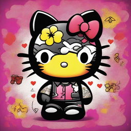 An image of a high-quality digital art piece, featuring the iconic Hello Kitty character with a twist