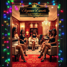 A ritzy office door featuring a stylish nameplate that reads "Elegance Escorts CEO Mr