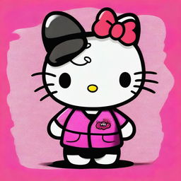 An image of a high-quality digital art piece, featuring the iconic Hello Kitty character with a twist