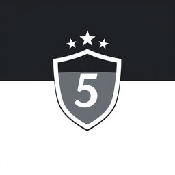 A logo design featuring a shield in the center, with four stars elegantly placed above it