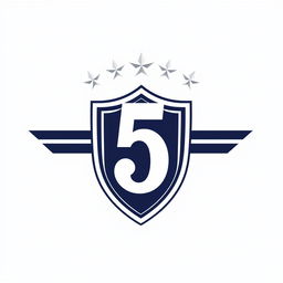 A logo design featuring a shield in the center, with four stars elegantly placed above it