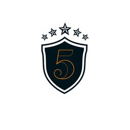 A logo design featuring a shield in the center, with four stars elegantly placed above it
