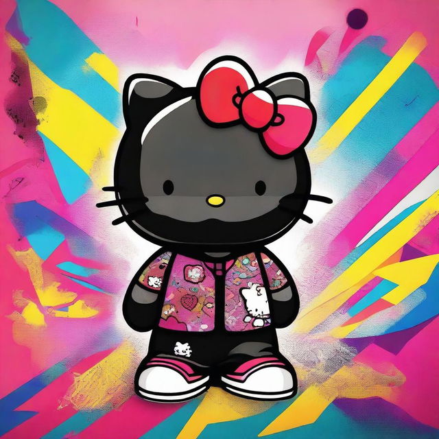 An image of a high-quality digital art piece, featuring the iconic Hello Kitty character with a twist