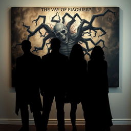 Four main characters, two male leads and two female leads, depicted as silhouettes in all black shadows, enhancing the sense of mystery