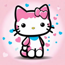 A delightful digital art image of a dog designed in the style of Hello Kitty