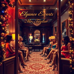 A ritzy office door displaying a stylish nameplate that reads "Elegance Escorts Mr