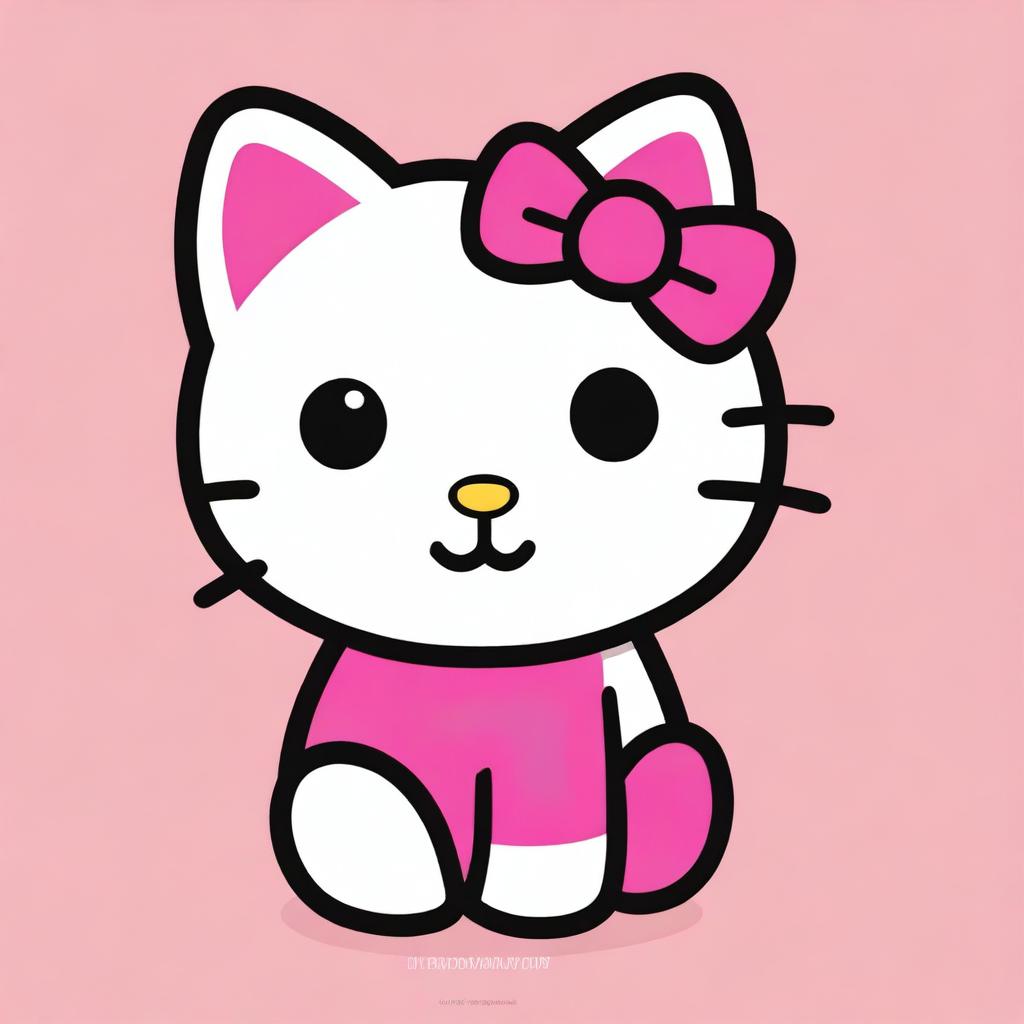 A delightful digital art image of a dog designed in the style of Hello Kitty