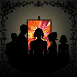 Four main characters: two male leads and two female leads, all depicted as black shadows, creating a striking silhouette effect