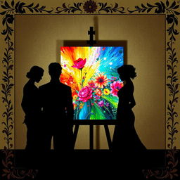 Four main characters: two male leads and two female leads, all depicted as black shadows, creating a striking silhouette effect