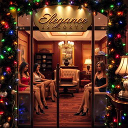 A ritzy office door prominently displaying a stylish nameplate that reads "Elegance Escorts Mr
