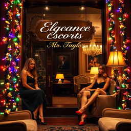 A ritzy office door featuring an elegant nameplate that reads "Elegance Escorts Mr