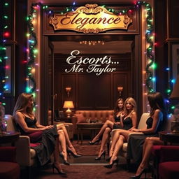 A ritzy office door featuring an elegant nameplate that reads "Elegance Escorts Mr